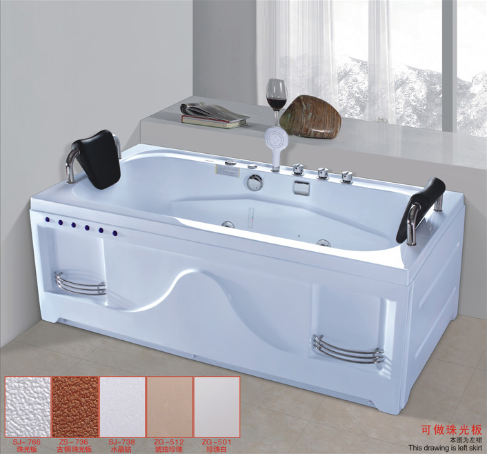 Free standing European style multi color Acrylic massage bathtub with led light